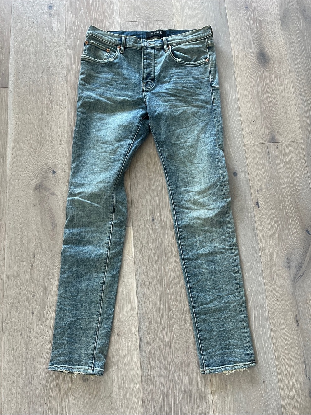 Purple Men's Skinny Jeans in Washed Blue